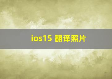 ios15 翻译照片